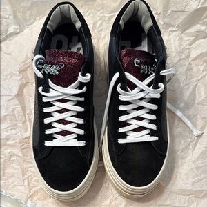 P448 Black and White Sneakers with Metallic Accents